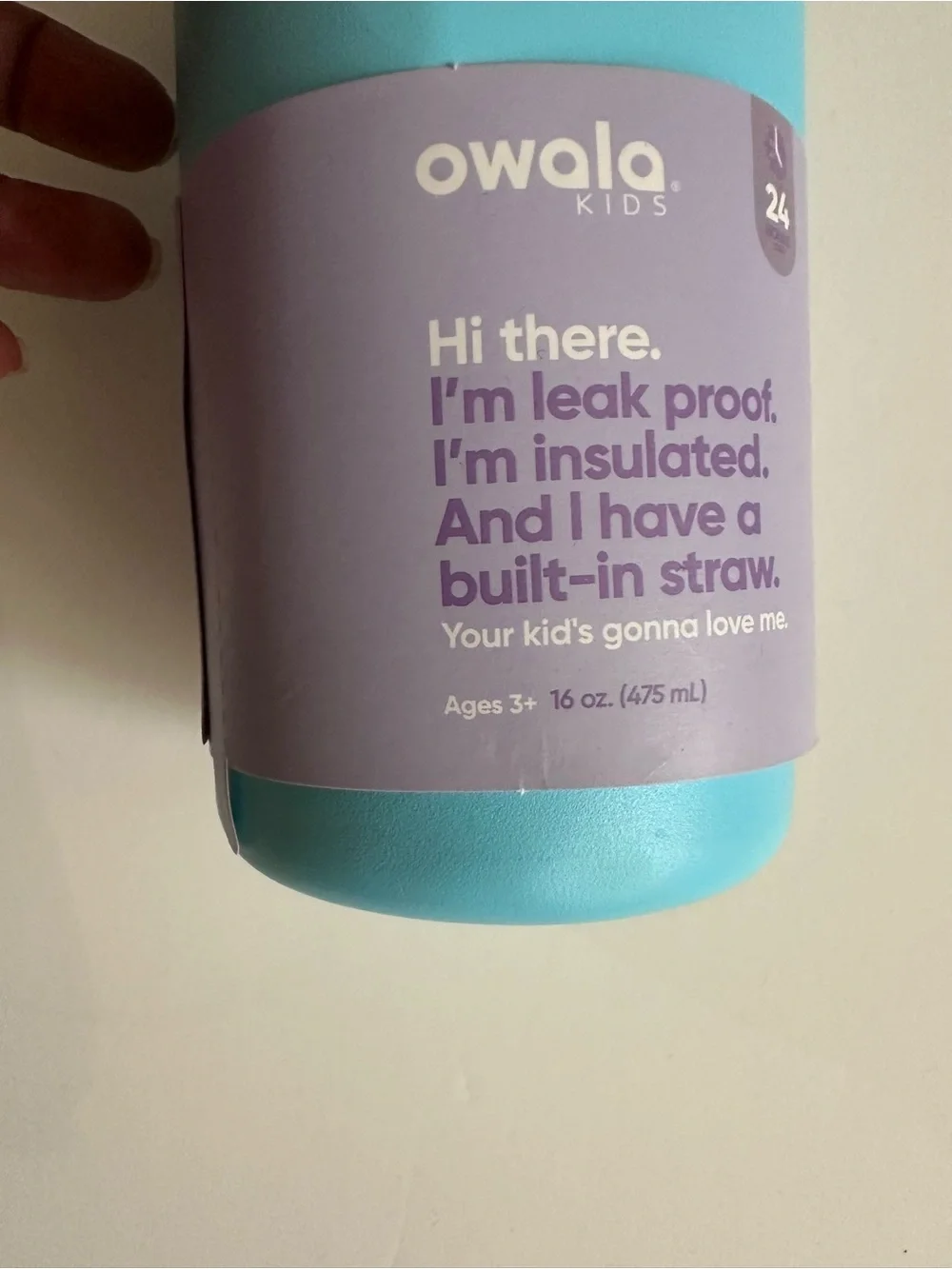 Owala Kids Insulated Straw Bottle - Blue with Pink & Peach Accents age 3+ 16oz